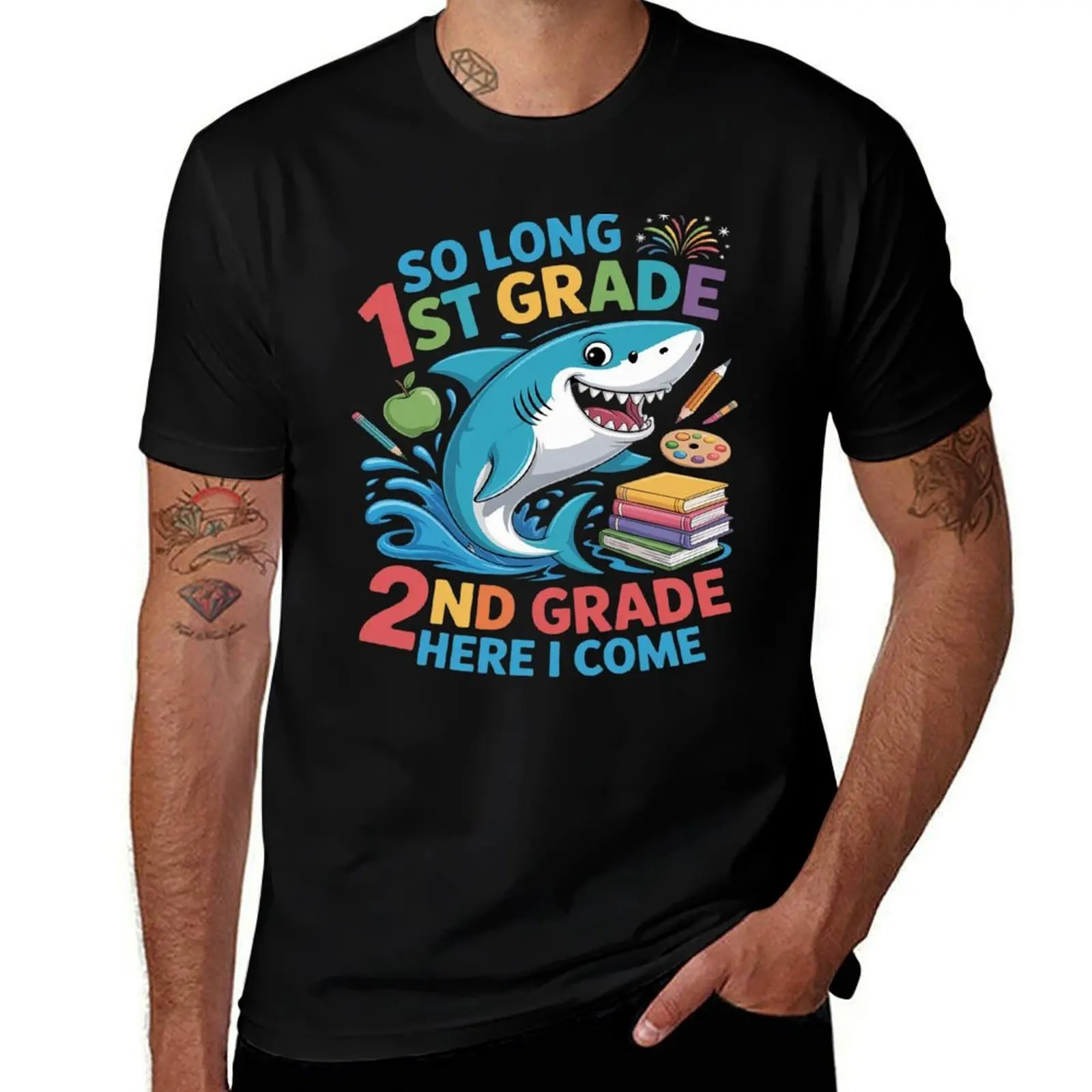 

Футболка So Long 1st Grade Hello 2nd Grade Back to School Shark Lover, незаменимая футболка, мужская тренировочная рубашка
