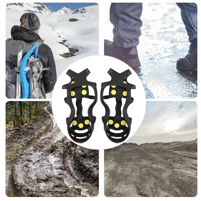 Ice Spikes For Shoes 9-Teeth Ice Snow Crampons Lightweight Grippers Outdoor Gear Witer Ice Grips Fits Sneakers Hiking Boots