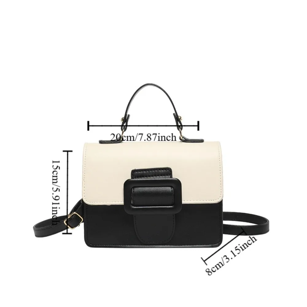 Trendy Pu Leather Small Square Bag Patchwork Color Handbag Luxury Crossbody Bag Handle Classic Shoulder Bag Lady