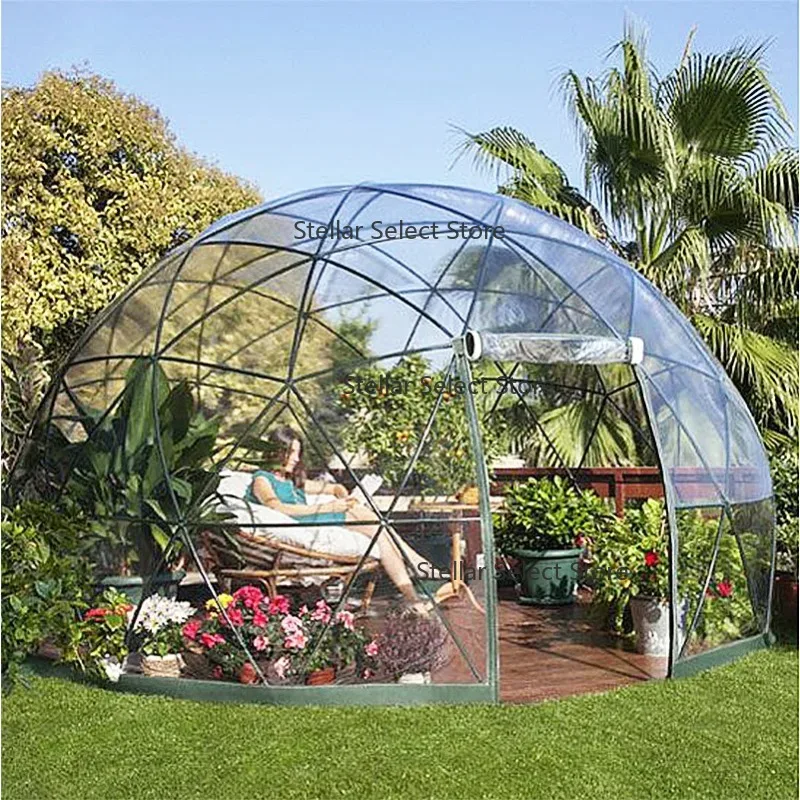 

Transparent Spherical Camping Tent, Dome Tent, Starry Sky Tent, Dome, Net, Red, Camp Room, 3.6m Diameter