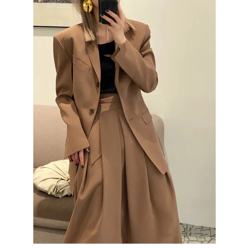 Women's Turn-down Collar Suit Coat Female Single-Breasted Three-dimensional Waist Jacket Tops Spring 2023