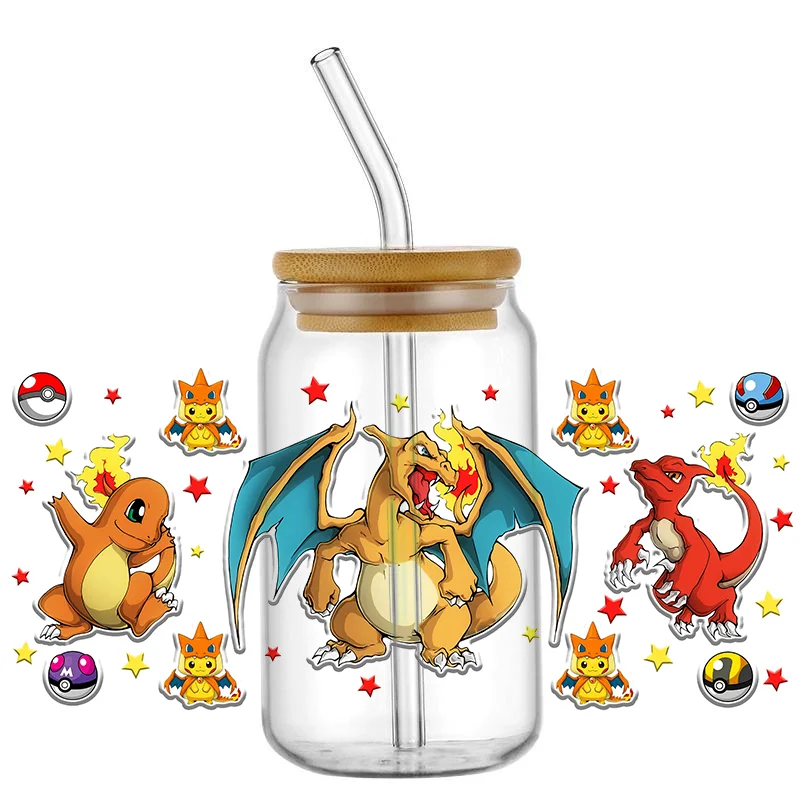 Funko Bestseller Niedliche Pokemon Beliebte 16oz UV DTF 3D Transfer Cartoon Aufkleber Folienaufkleber für Glas Dosen Becher Basteln DIY Kreativ