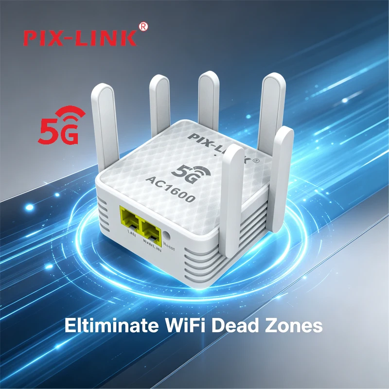 Expand Existing WiFi Network PIX-LINK AC54Q AC1600 Dual Band Amplifier 4 Modes Router AP Repeater WISP Resolve Unstable Signal