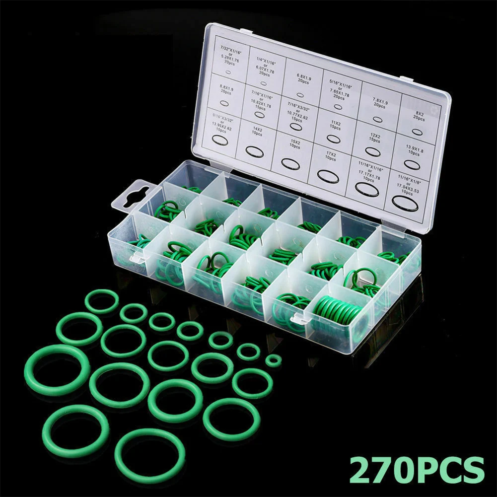 

Compact PVC Case with 270PCS Rubber ORing Assortment Kit Metric Gasket Seal Set for Automotive and Household Use