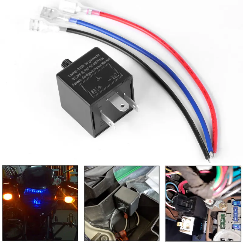 

Universal 3Pin Motorcycle LED Flasher Relay Automotive Electronic Adjustable Turn Signal Light Blinker Flasher Relay 12V 24V