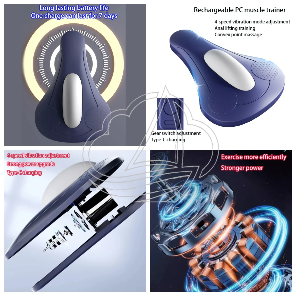 Rechargeable Pelvic Floor Muscle Exerciser, Multifrequency Vibration Massage, Ergonomic Trainer for Body Rehabilitation & Relax