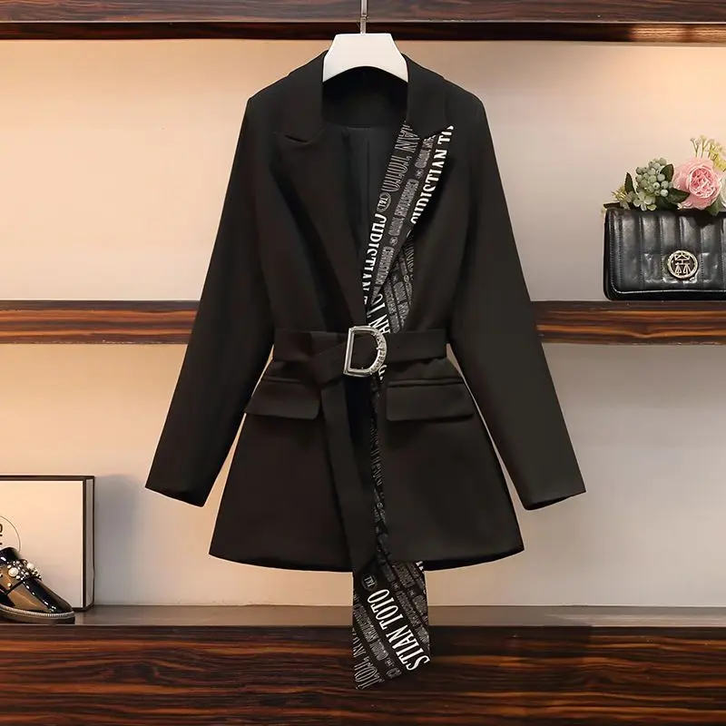 Black Stitching Coat 2022 Spring and Autumn New Style Waist Jacket Female Net Red Same Style Fried Street Small Suit