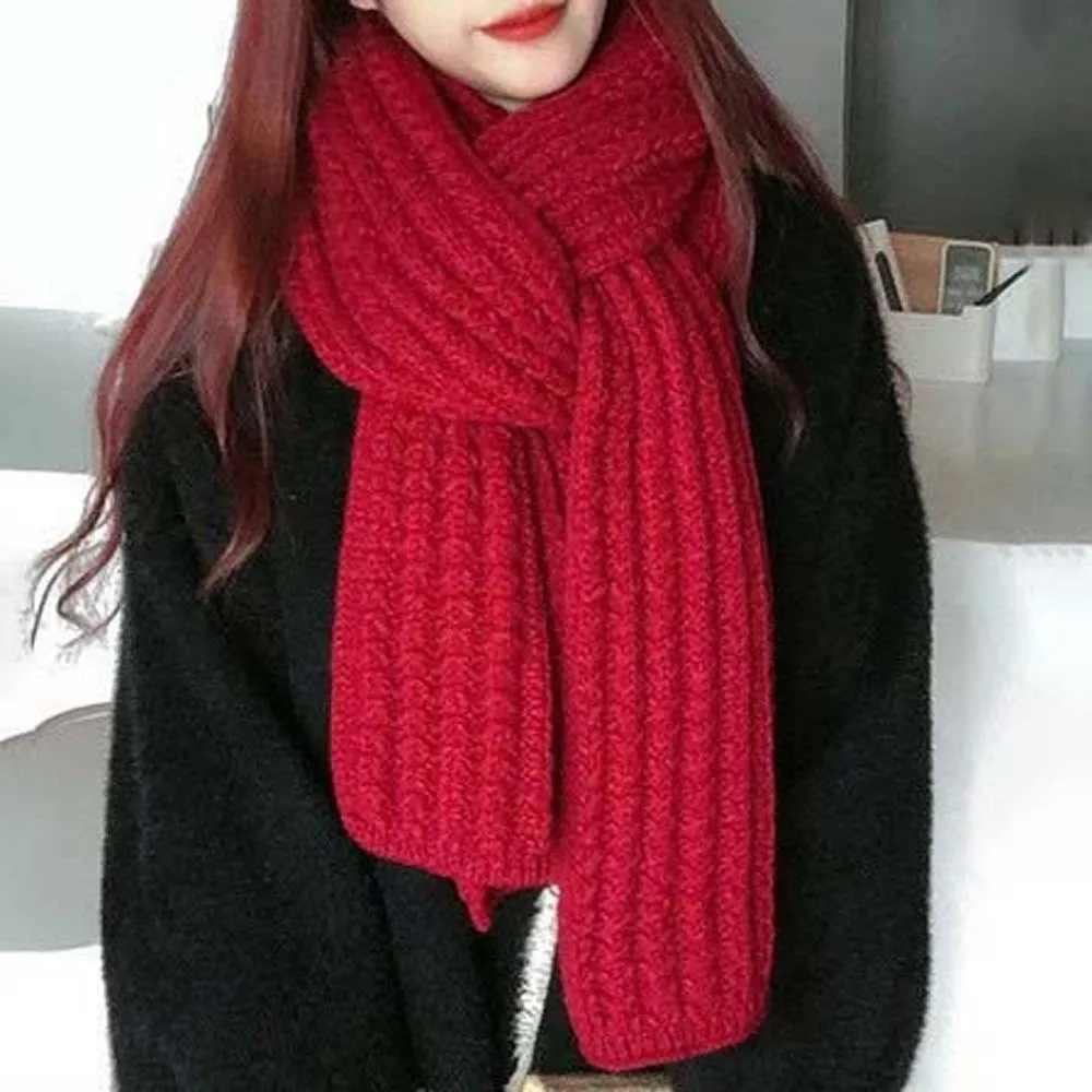 ألياف الاكريليك الحياكة وشاح من الصوف دنة بلون طويل سميكة وشاح الرقبة البوليستر الكلاسيكية معطف شتوي وشاح الشتاء