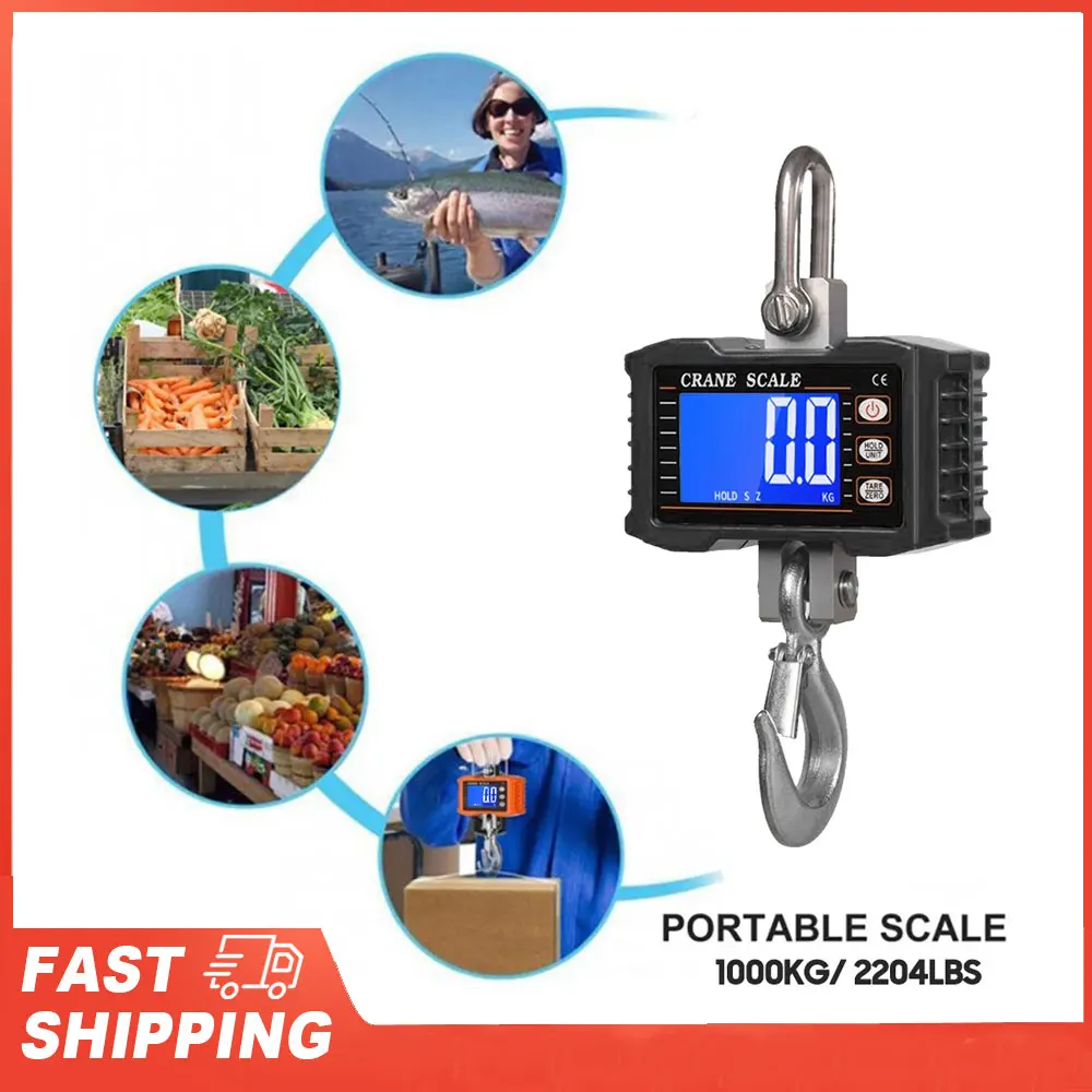

Цифровые подвесные весы 1000 кг/2204 фунта портативные сверхмощные крановые весы с ЖК-подсветкой промышленные крючковые весы изменение устройства/держание данных