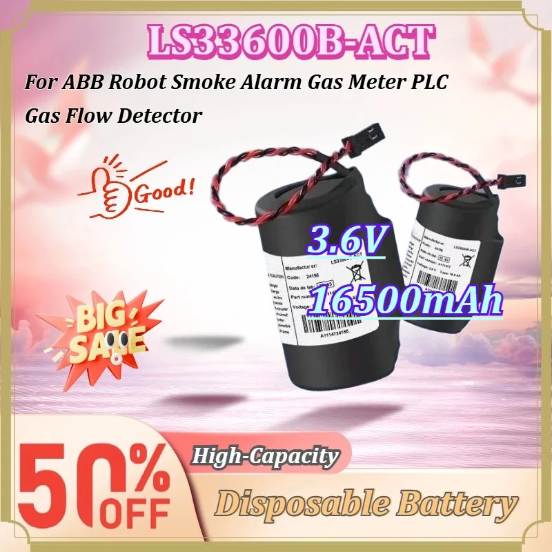 For SAFT LS33600B-ACT 3.6V 16500mAh Disposable Lithium Battery ABB Robot Smoke Alarm Gas Meter PLC Gas Flow Detector