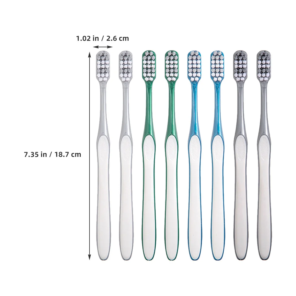 8Pcs 남성용 하드 브리슬 칫솔 가볍고 휴대 가능한 수동 여행용 칫솔 대형 헤드 핸드헬드 치아 청소 도구