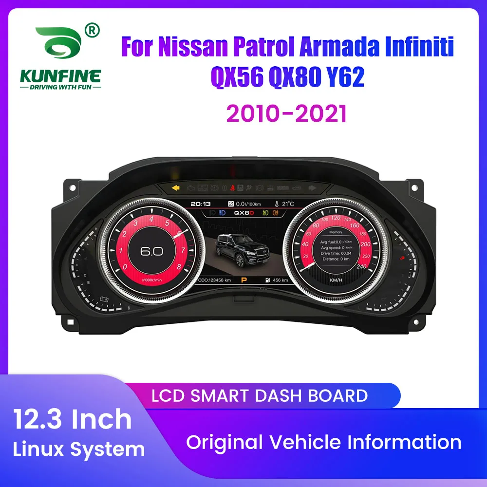 

LCD Digital Dashboard Cluster For Nissan Patrol Infiniti QX56 Y62 2010-2021 Virtual Instrument Panel Speedometer Virtual Cockpit