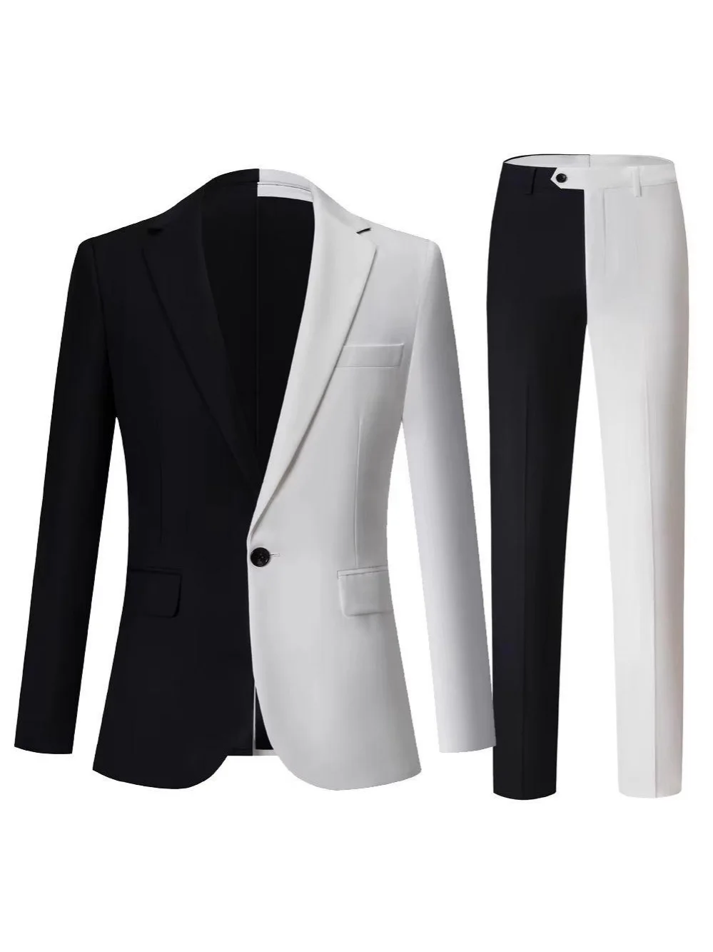 

Business leisure slim-fit black and white two-piece suit. Fashion Host performance two-piece men's suit ( Blazer+Pants )