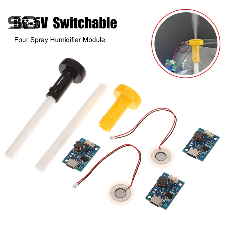 DC 5V Switchable Four Spray Humidifier Module Atomization Control Board DIY Ultrasonic Atomizer TYPE-C Interface