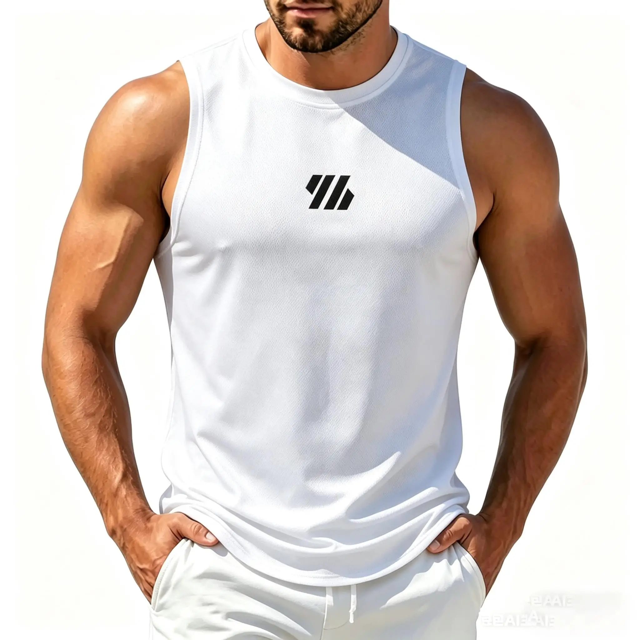 Men's Casual Fitness Tank Top Sportswear Sleeveless Shirt Male Mesh Breathable Tops Tee Sports Vest Undershirt Gyms Vest Men image 3