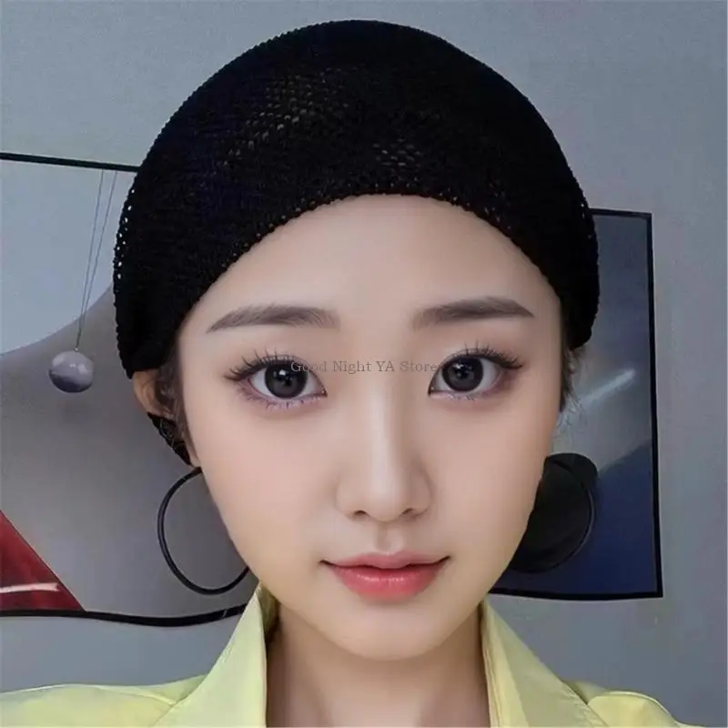 Black Sleep Hair Covers Light weight Breathable Hair Net Crochet Wigs Hat