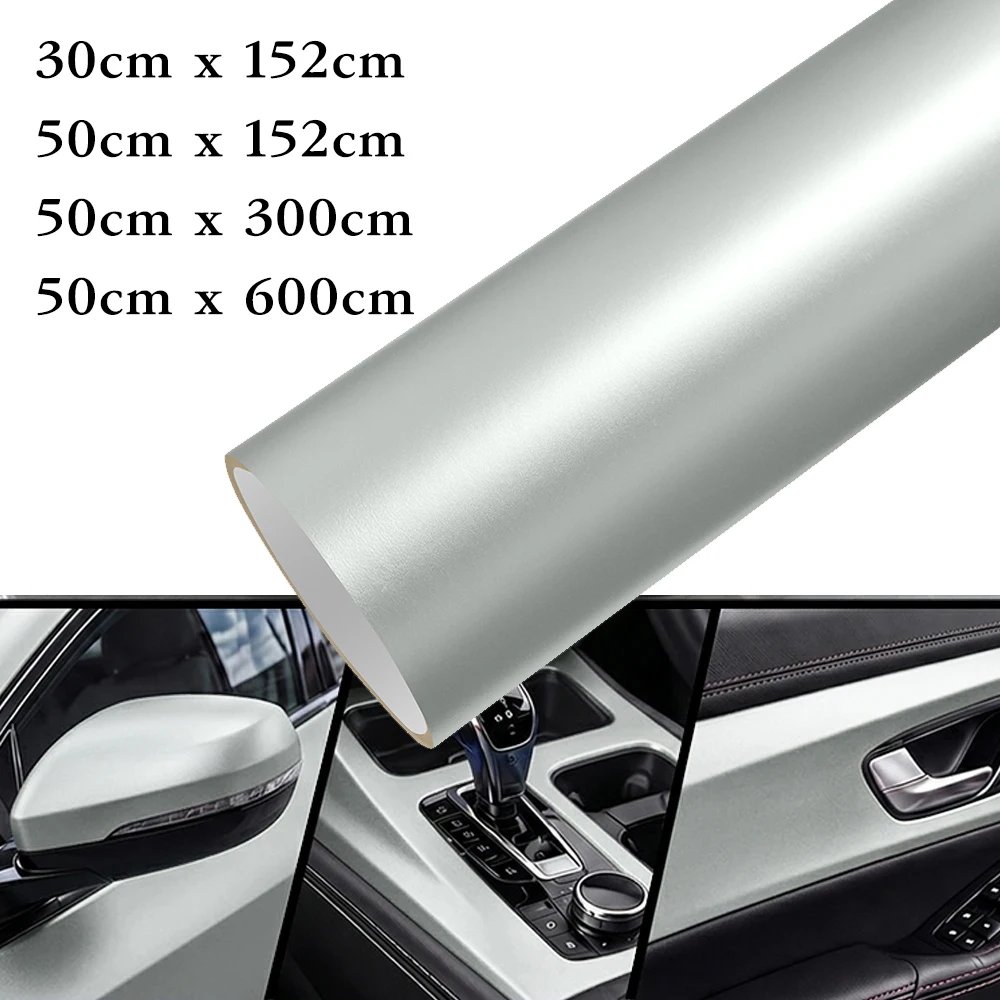 Matte Silver Color Car Vinyl Film Sticker Auto Body Interior Exterior Styling Moldings DIY Wrap Film Multi Sizes Tuning Wrap Kit