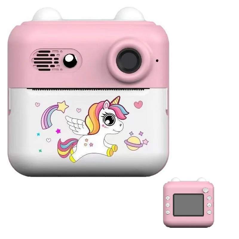 Kids Color Your Photo Instant Thermal Print Camera HD Picture Video with Pen Gift Children's First Polaroid Hot Toy for Birthday