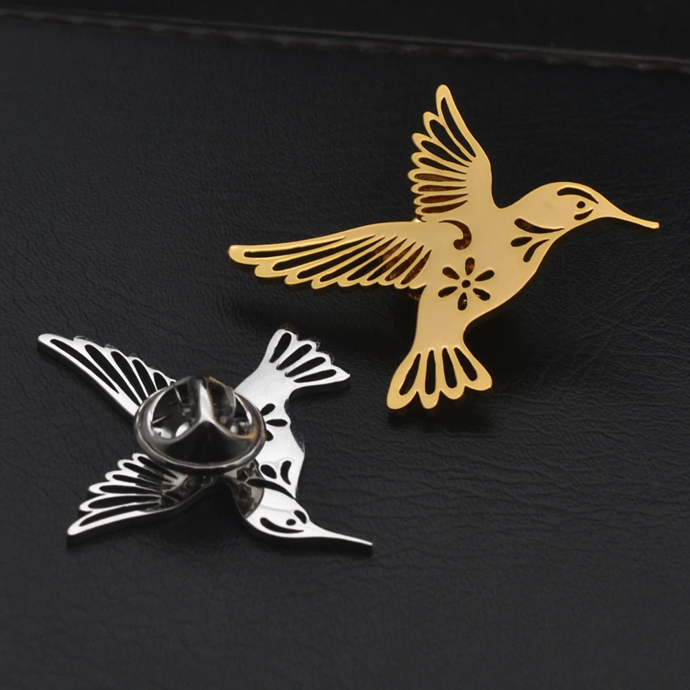 Fashion Gentleman Bird brooch Men\'s Shirt Collar Pin Lapel Pin Stainless Steel Jewelry Wedding Banquet Dress Accessory Gift