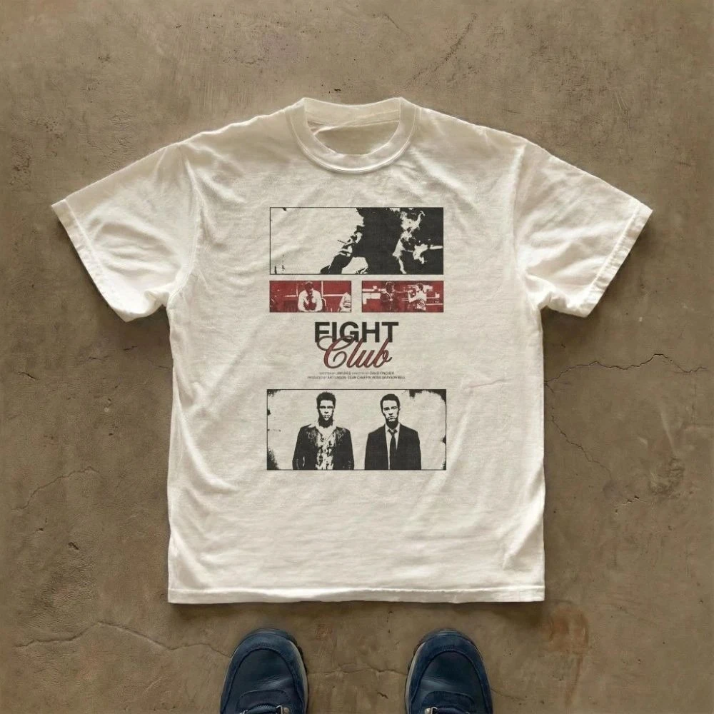 New Film Quote Graphic Tee Fight Club Movie T-shirt David Fincher Tee Graphic Tee Print Casual Short Sleeve All-Season Unisex