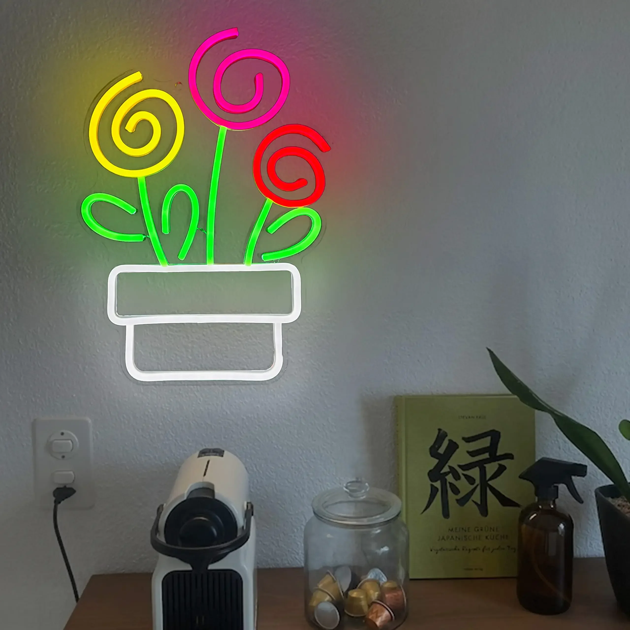 Flower Potted Neon Sign Potted LED Neon Light for Room Wall Decor for Home Bar Room Aesthetic for Party Gift Holiday