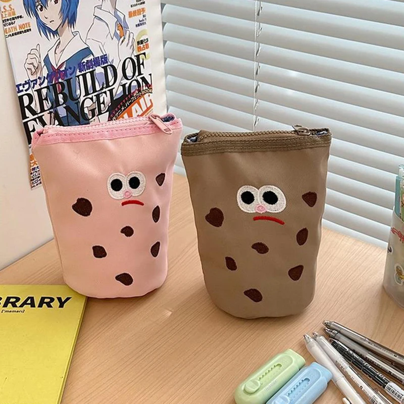 Kotak Pensil Kue Lucu Lucu Tempat Pena Lipat Tas Kosmetik Anak Perempuan Tas Penyimpanan Portabel Kapasitas Besar Hadiah Alat Tulis Siswa