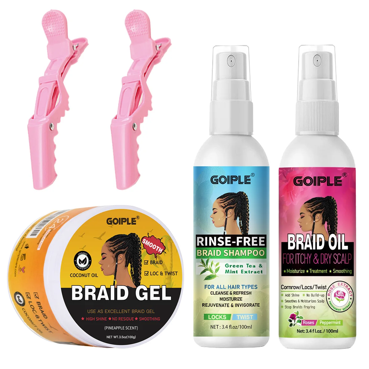 

Braid Care Products Leave-in Shampoo Clean Soothe Scalp Reduce Frizz Adds Shine Braids Oil Strong Hold Braid Gel for Locs Twist