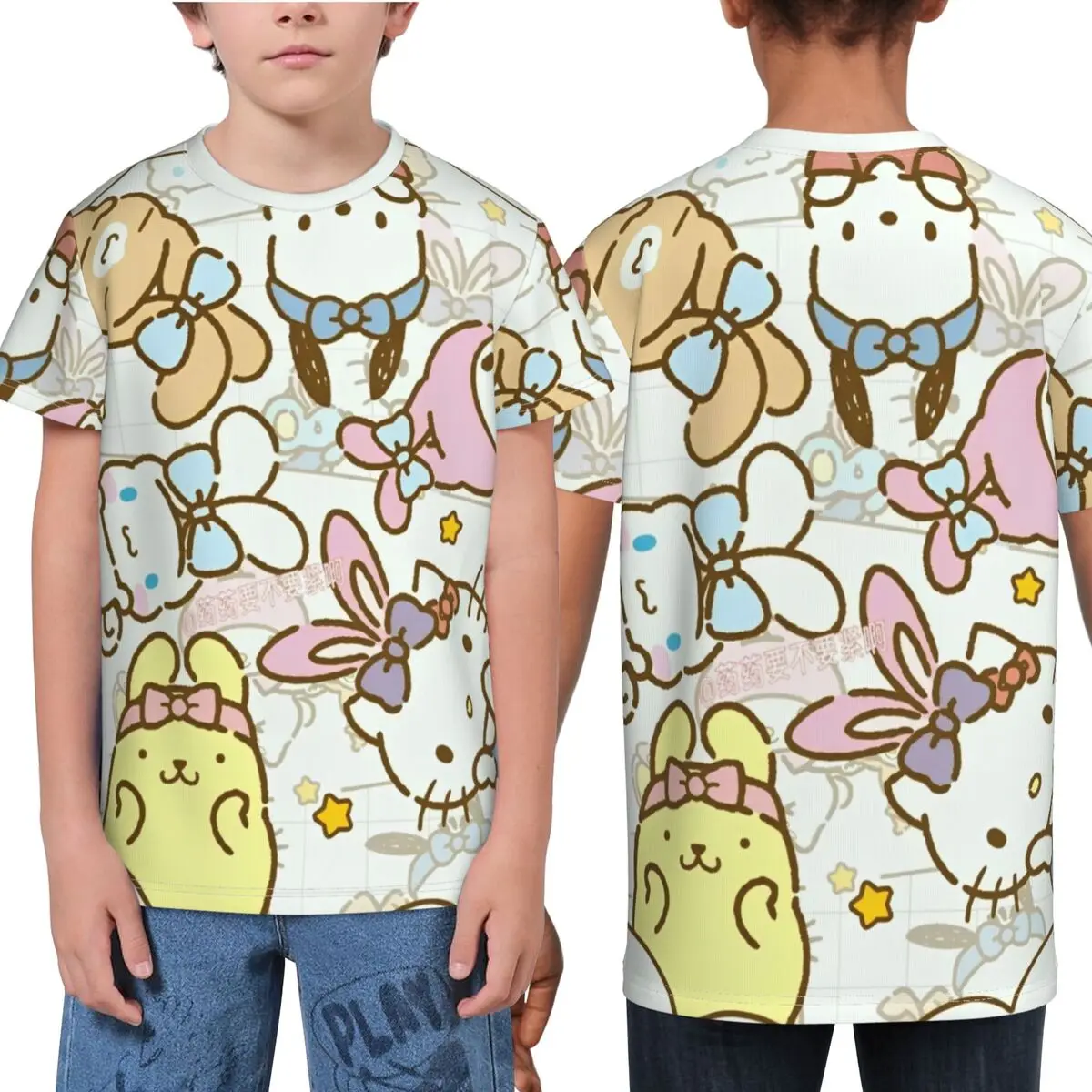 Comfortable T-Shirt For Children's Sanrio Hello Kitty Friend Cute Cartoon T-Shirts keyword1 Summer Tee Shirt O Neck Classic Tops