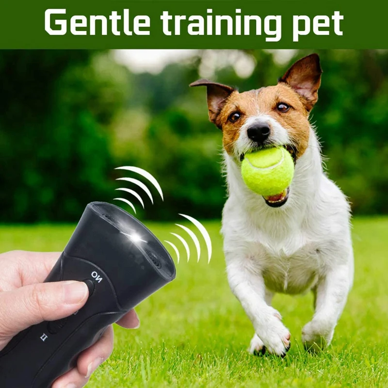 Ultrasonic Bark Stopper com luz LED, Handheld Dog Repeller, portátil, alimentado por bateria