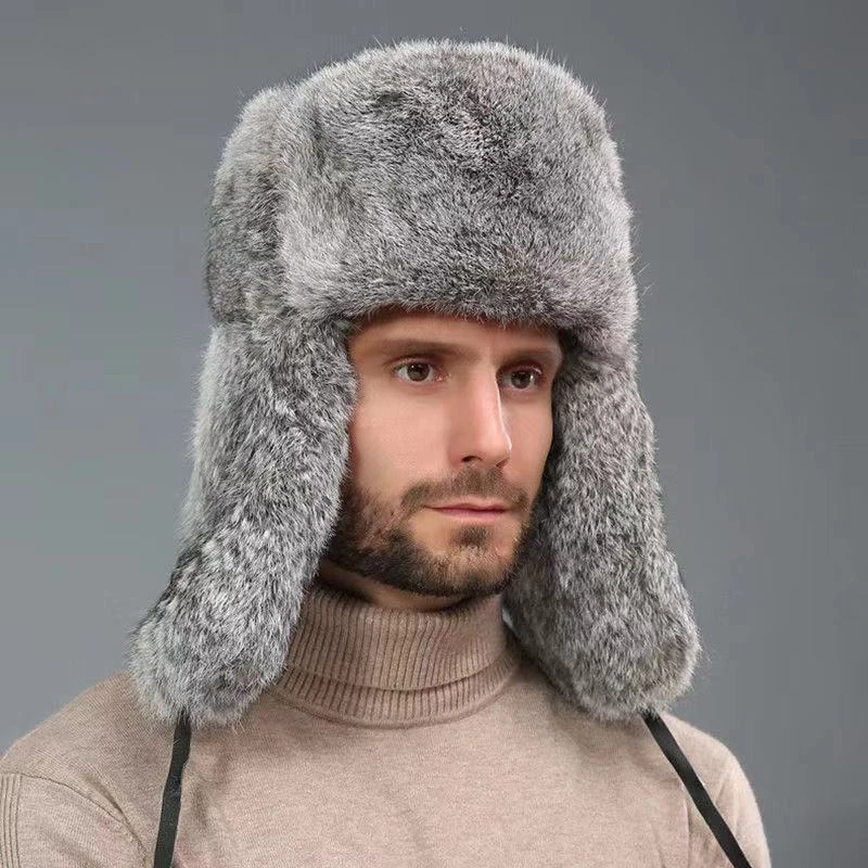 Ushanka قبعة تزلج الشتاء الروسية الدافئة واقيات الأذن فو الفراء الصياد القبعات الرجال قبعة أفخم الطيران منفذها قبعة شابكا УСНК Жenskয়া