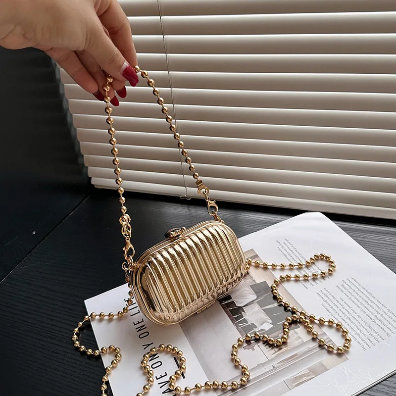

‌2025 New Spring Summer Mini Metal Chain Shoulder Bag Acrylic Mirror Box Clutch, Versatile Red Envelope Crossbody Bag for Women