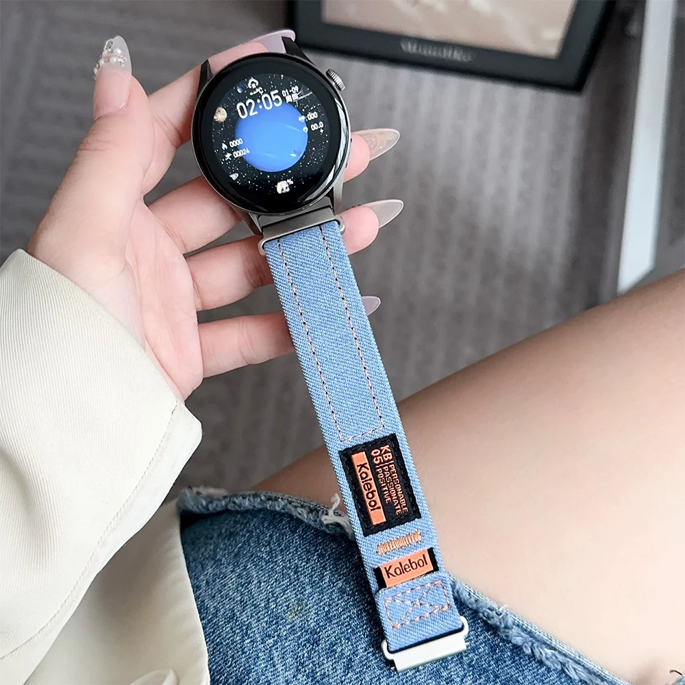 18mm 20 22mm Denim Silm Band for Huawei Watch 4/4Pro GT 4 41mm 46mm Loop Strap For Samsung Galaxy 6/5/4 44mm 40mm Women Bracelet