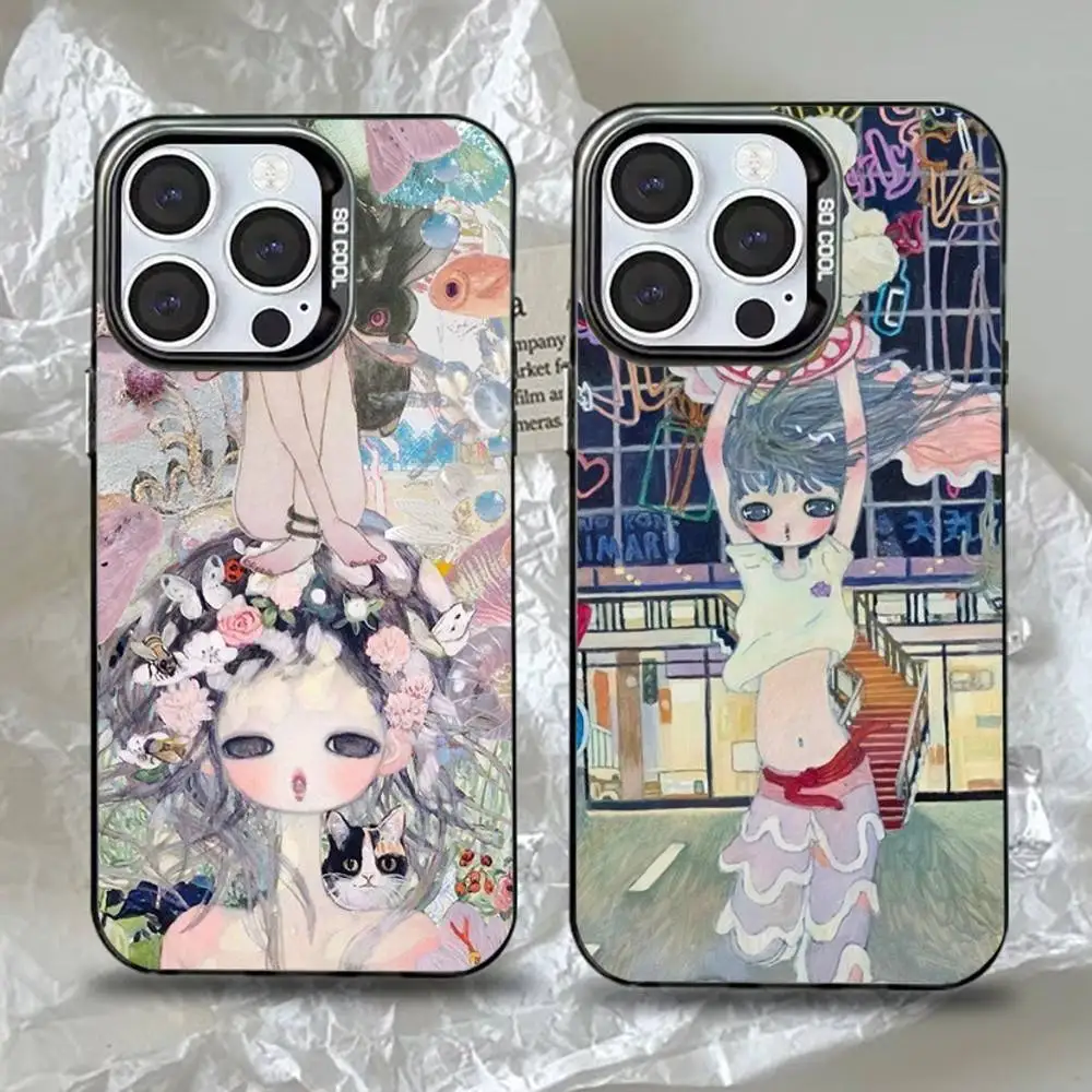 

A-Aya T-Takano Art Phone Case For iPhone 16,15,14,13,12,11,Pro,Max,Plus,Mini,XS,SE Anti Fall Black Matte Hard Bumper
