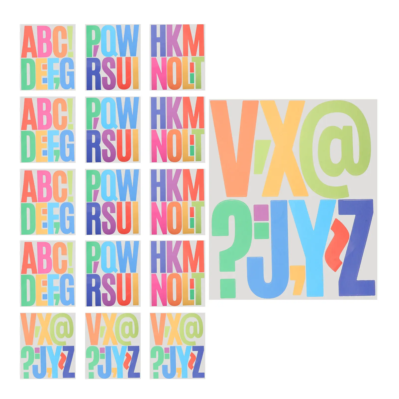 16Sheets Waterproof Alphabet Stickers Colorful Peel and Stick Letters for Wall Decor Scrapbooking Cards Crafts Home Office Use