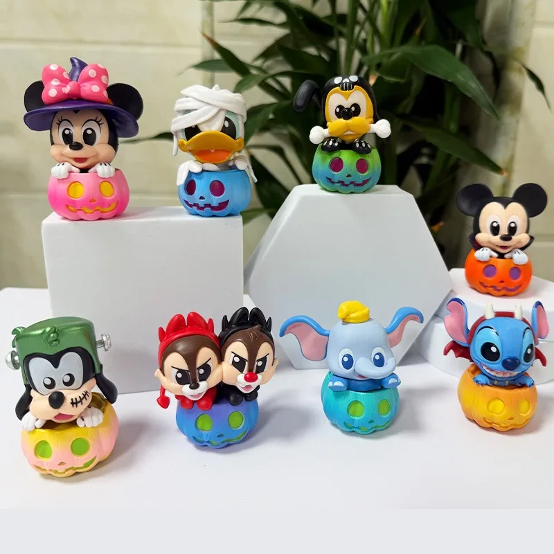 

Mickey and Friends Halloween Doll Model Toys Anime Kawaii Lilo&Stitch Doll Ornament Desktop Decoration Cartoon Toy Gift