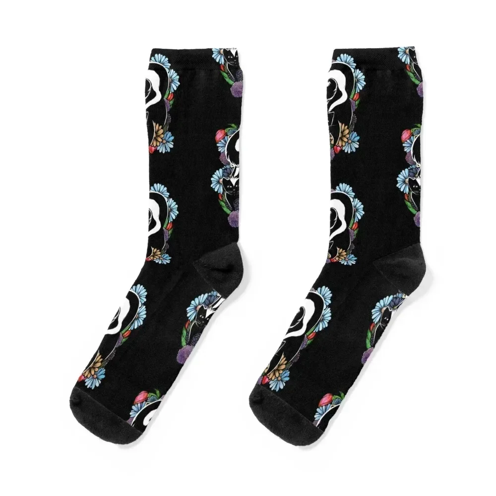 Floral Skunk Socks christmas gift professional running Ladies Socks Men's