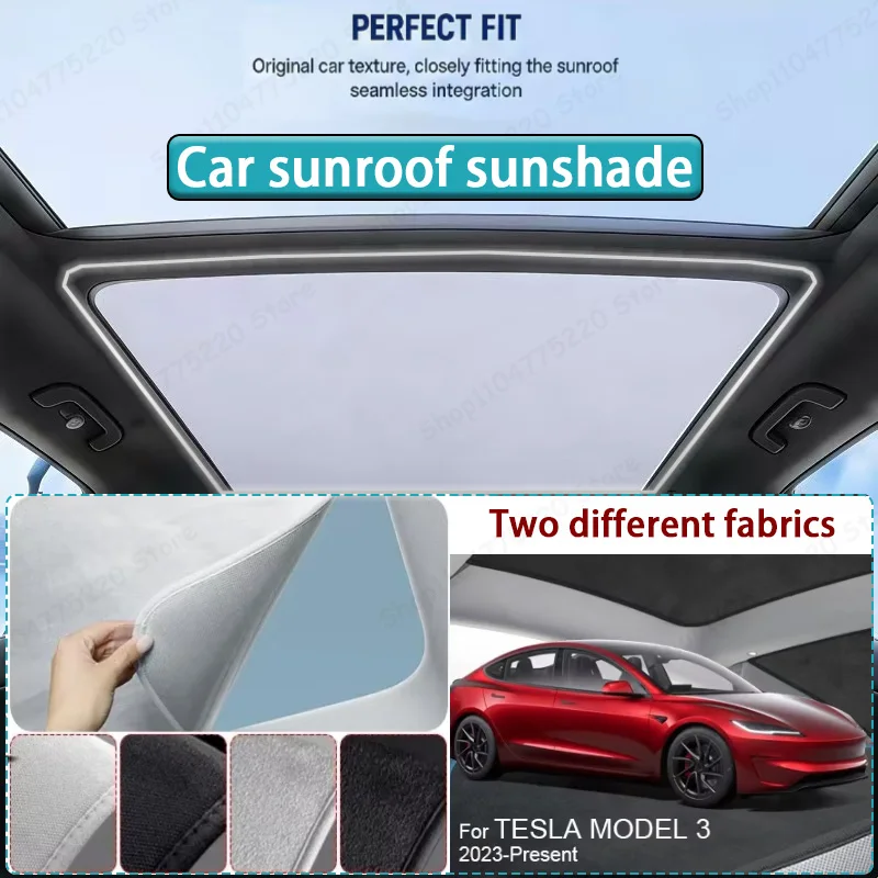 

For TESLA MODEL 3 2023-Present Car Sunroof Sunshade Heat Insulation UV Protection Electrostatic Suede Skylight Cover