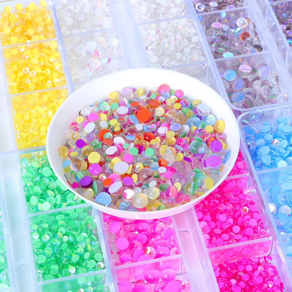 1188Pcs Colorful Flatback Non Hotfix Rhinestones Box Mix Sizes Mermaid Tears Glitter Glass Crystal For Nail Garment Decoration