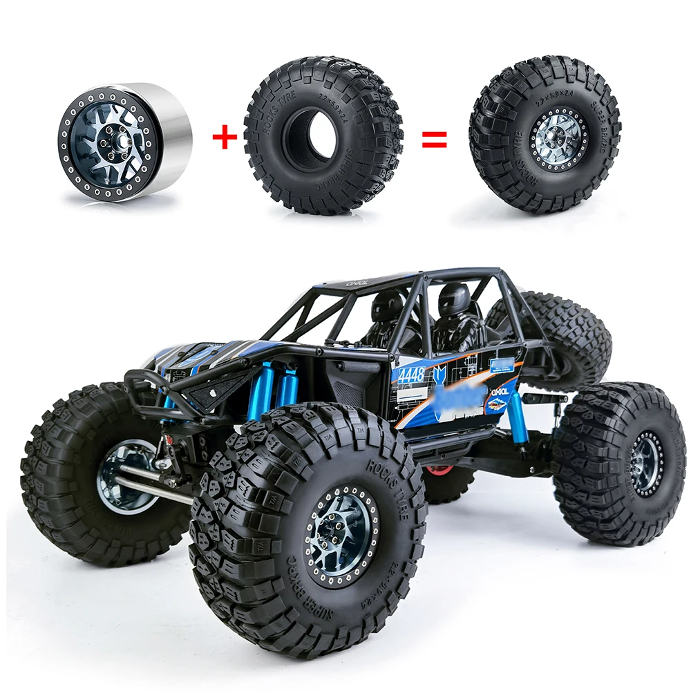YEAHRUN 4Pcs Beadlock Wheel Rims /2.2 inch Rubbe Tires 150mm For 1/10 RC Crawler Car Axial SCX10 90046 Wraith 90048 90053 D90