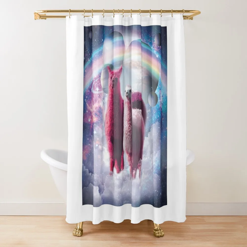 

Crazy Funny Rainbow Llama In Space Shower Curtain For Bathrooms With Beautiful Designs Bathroom Box For Bathroom Shower Curtain