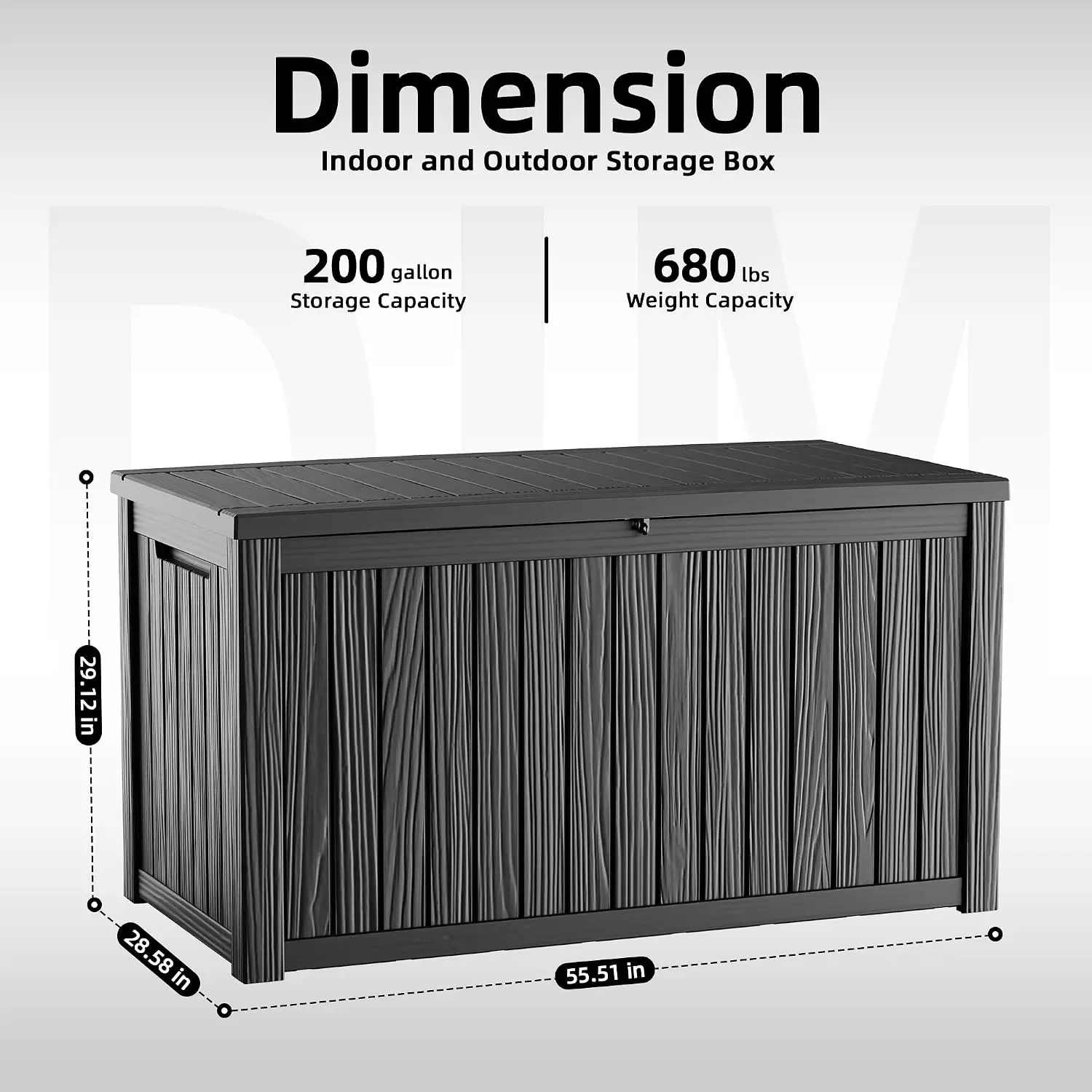 200 Gallon Deck Boxes Outdoor Waterproof, Resin Large Lockable Storage Box with Lid, Outdoor Storage Bench Patio Cushions Furnit