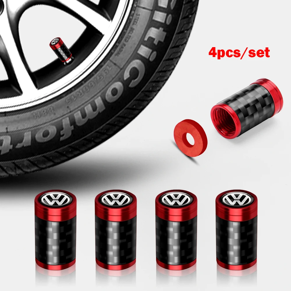 4Pcs 3D Metal Tire Valve Caps Car Tyre Air Stems Cover Decorate For VW GTI Golf 7 Passat R Scirocco Jetta MK6 Auto Accessories