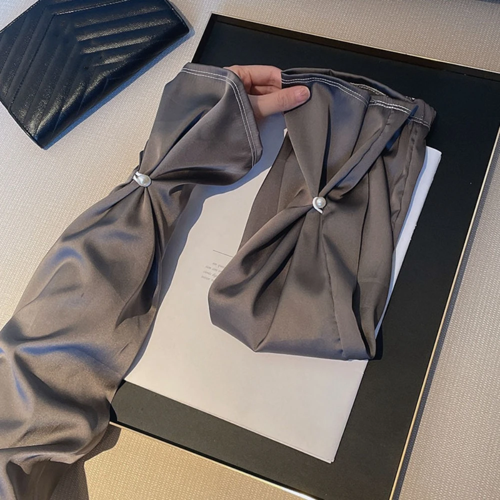 

Тонкие дышащие длинные рукава из шелковой ткани с защитой от солнца и УФ-излучения, с жемчужным декором, для защиты рук от солнца