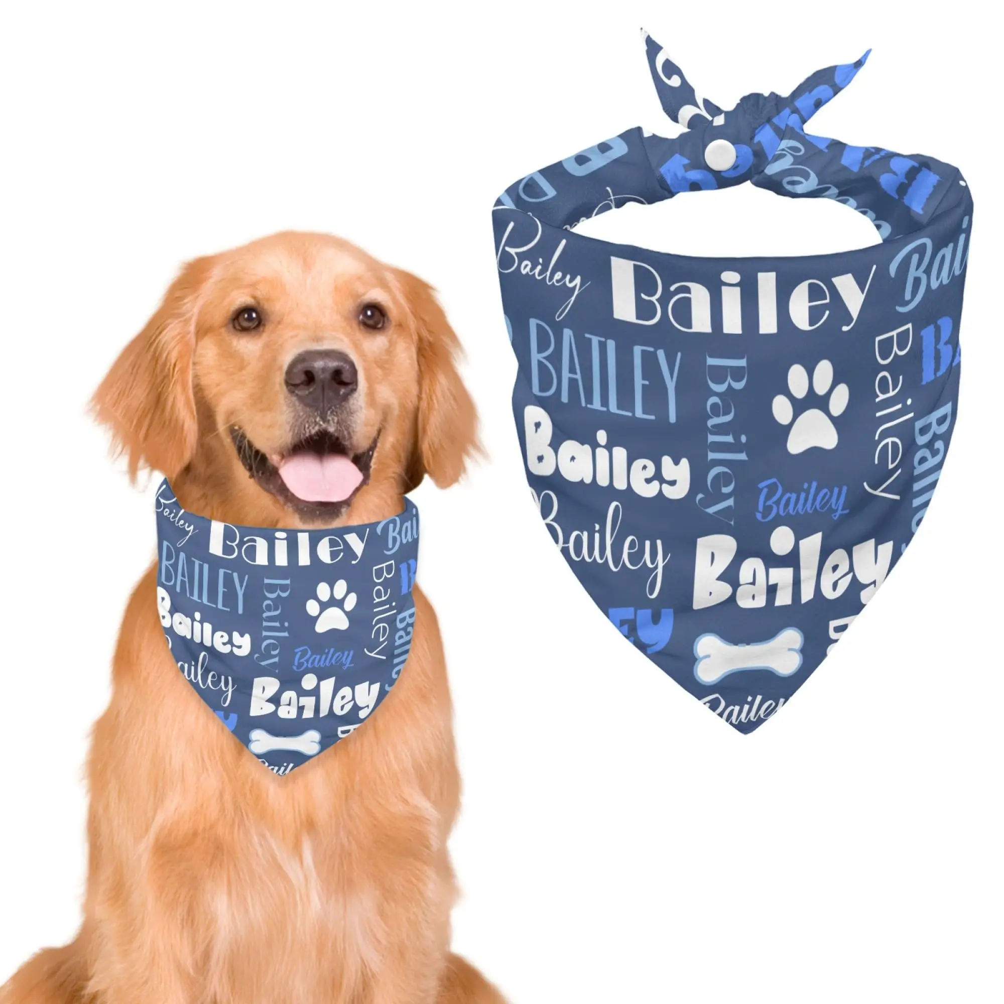 Personalized Pet Bandana Custom Name Text Photo Dog Scarf Triangle Bib Neckwear for Dogs Cats Birthday Party Accessories