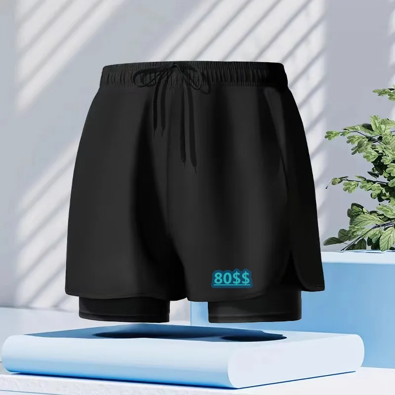 Hot Sale Double Layer Swim Trunks Loose Plus Size Anti Embarrassment Boxer Shorts For Men Women Basketball Running Gym Fitness