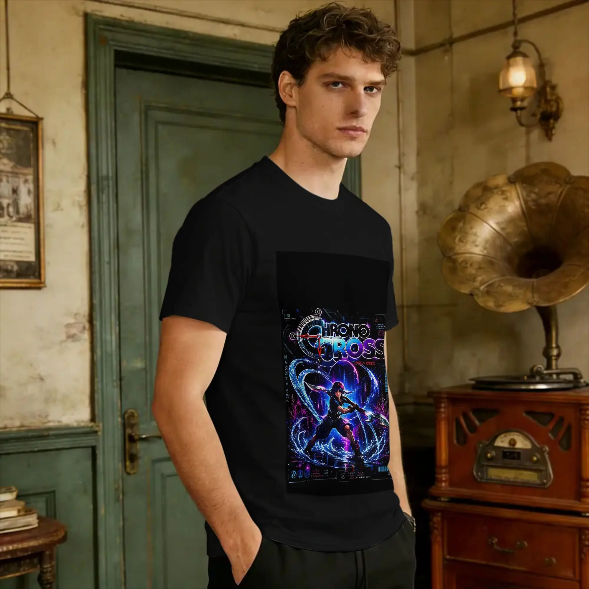 Cyberpunk Serge The Chrono Trigger Neon Time Breaker-Aesthetic T-Shirt Beach  100% Cotton T-Shirts For Men's Tee Shirt