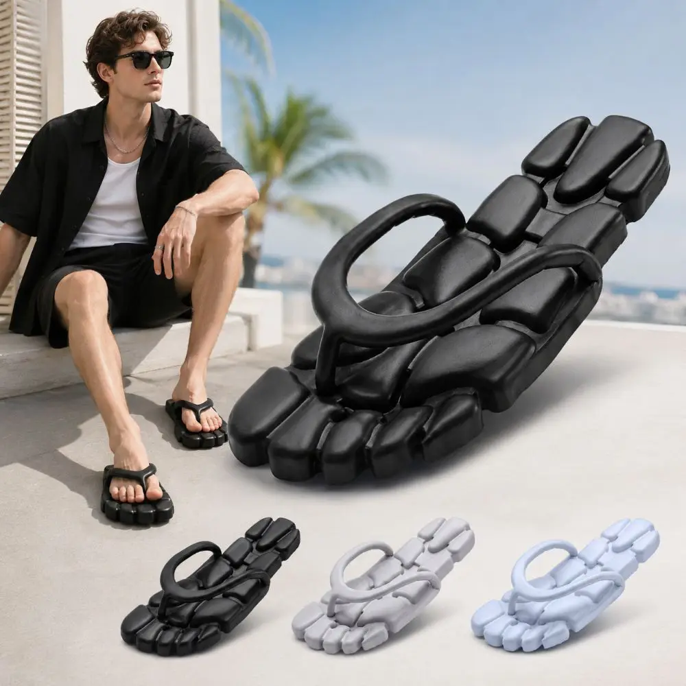 Simple Portable Folding Flip-flops EVA Non-slip Men's Slippers Lightweight Solid Color Beach Sandals Travel,Indoor,Outdoor