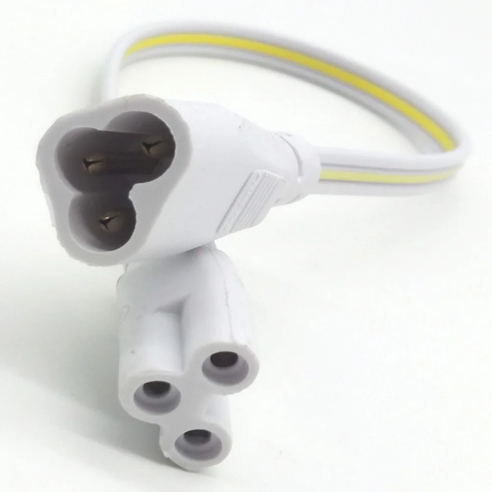 2pcs PVC Plastic LED Lamp Connecting Wire Copper White T5 Tube Male and Female Connecting Wire Extension Wire 3Pin