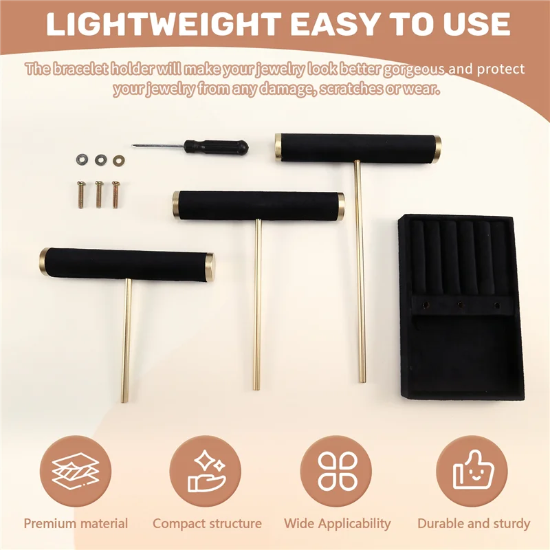 

CGS-Detachable T Bar Black Velvet 3 Tier For Bracelet Holder Display, For Jewelry Holder For Bracelet, Necklace