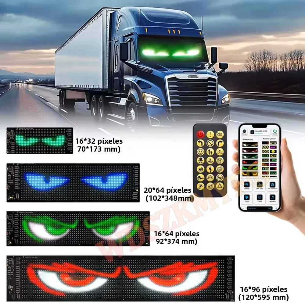 Imagen 4: Luz LED de Control de aplicación Bluetooth brillante multifuncional Devil Eyes para parabrisas de coche pantalla LED de desplazamiento programable Flexible